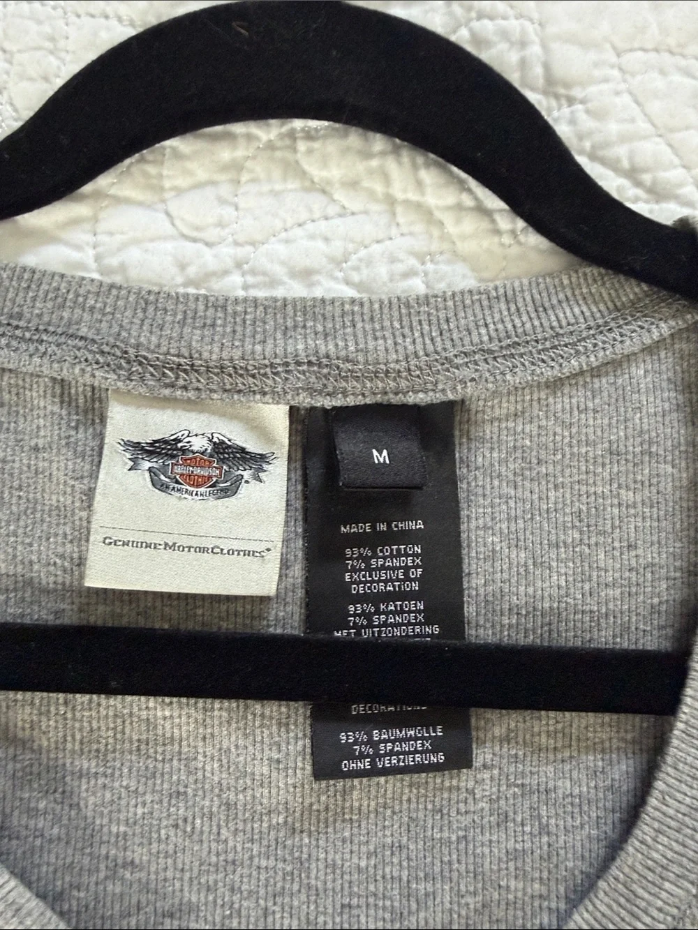 Harley-Davidson Gray Long-Sleeve Henley with Sleeve Logo